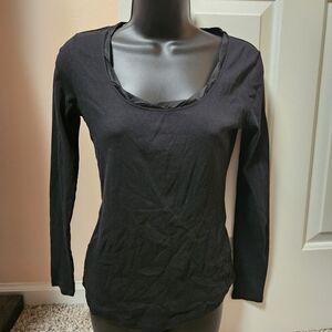 New York & Company Black Fitted Long Sleeve Blouse